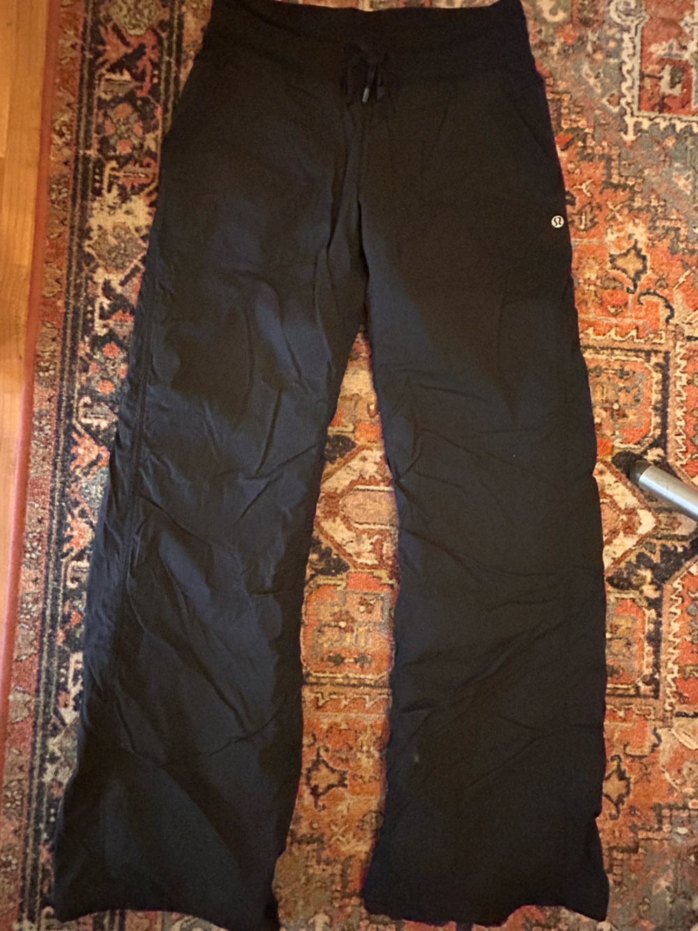 lululemon athletica Black Wide Leg Track Pants with Patch Pockets